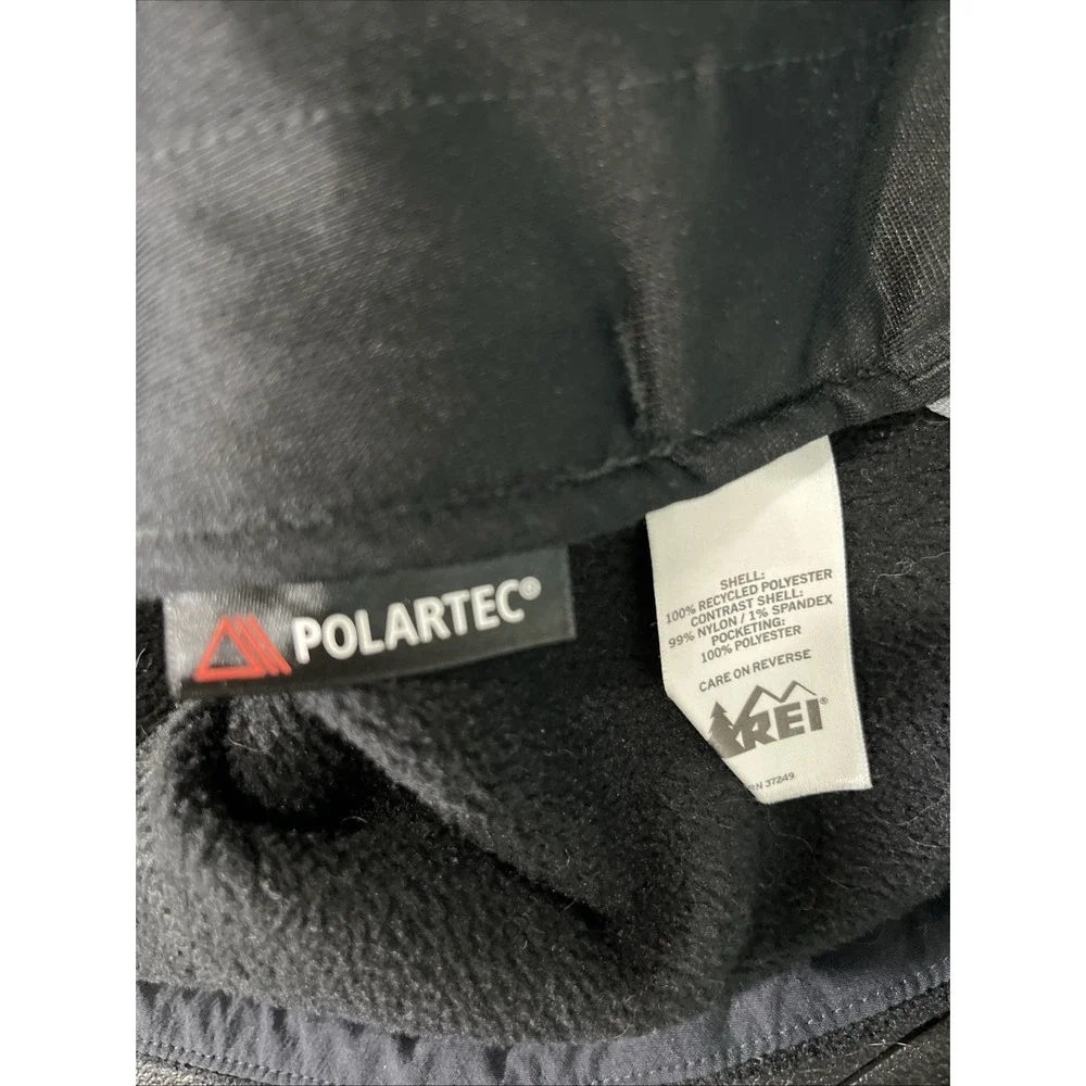 REI Womens Full Zip Fleece Jacket Sz M Black Trailmade Polartec Insulated Camp